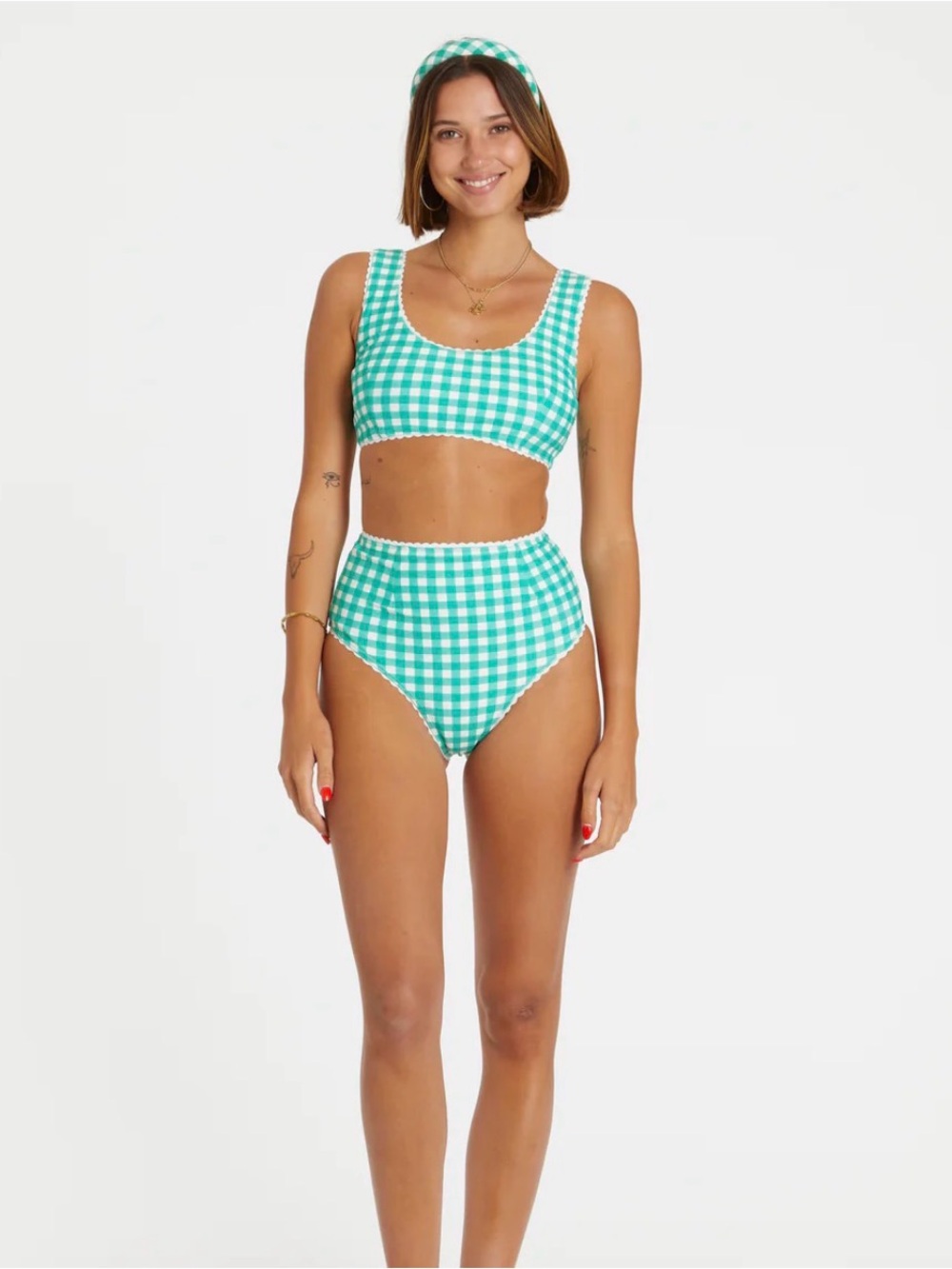 Hammies 3 Piece Reversible Gingham Bikini Set